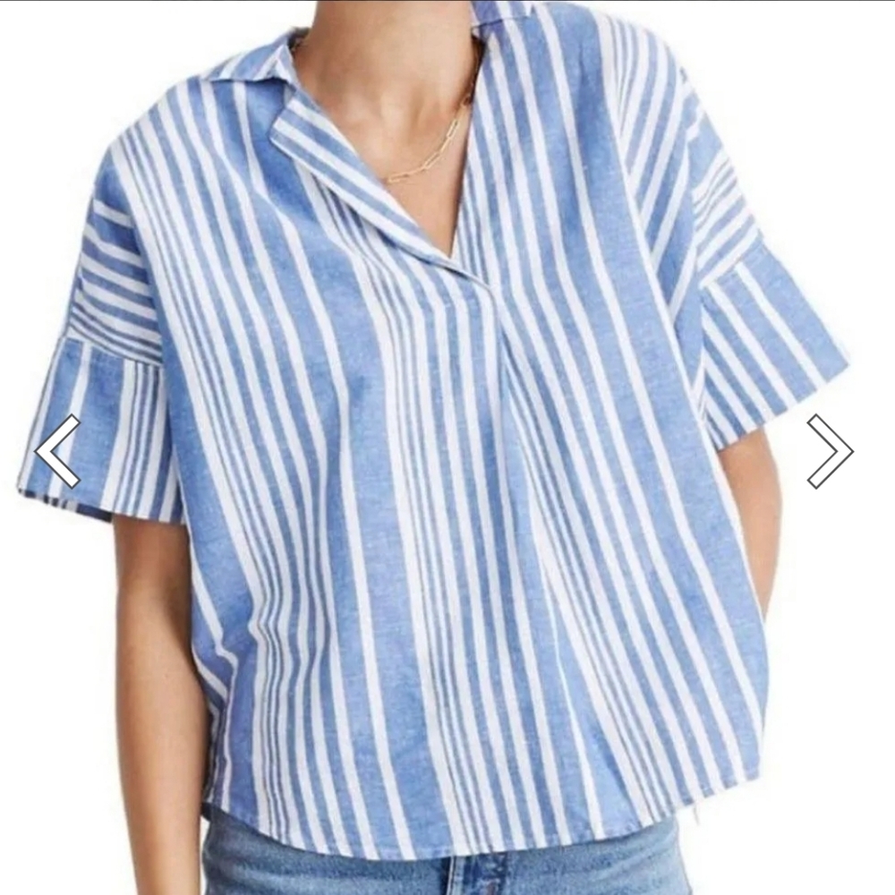 Madewell Courier Button Back Shirt in Hinsdale Stripe